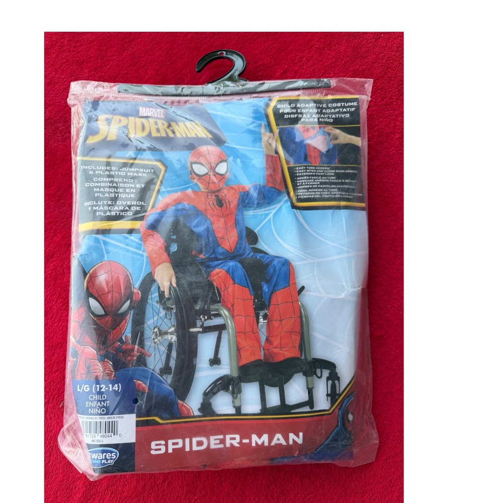Spider-Man Adaptive Costume Kids L 12-14 Red Blue New Marvel Jumpsuit